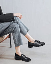 Load image into Gallery viewer, Womens Slip On Tassel Oxfords Low Heel Brogue Dress Loafers Black
