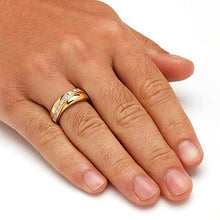 Load image into Gallery viewer, Palm Beach Jewelry Men's 18K Yellow Gold Over Sterling Silver Round Genuine Diamond Wedding Band Ring (1/10 cttw, I Color, I3 Clarity) Size 8
