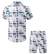 Load image into Gallery viewer, Alex Vando Mens Hawaiian Shirts Casual Short Sleeve Aloha Beach Shirt Suits,White View,L

