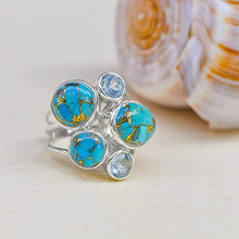 Load image into Gallery viewer, YoTreasure Blue Turquoise &amp; Topaz 925 Sterling Silver Statement Ring Gemstone Jewelry
