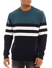 Load image into Gallery viewer, Mens Sweaters Crewneck Classic Sweater Midweight Pullover Clearance Soft Thermal Multi-Color Striped Basic Tops Classic Fall Sweaters for Men Lake Blue
