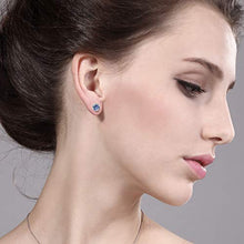 Load image into Gallery viewer, Gem Stone King 14K White Gold Stud Earrings Vivid Persian Blue Round 2.00ct (DEW) Created Moissanite
