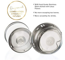 Load image into Gallery viewer, The Lotus Glass Tea Tumbler with Strainer &amp; Infuser Basket for Loose Leaf Tea. Leak-Proof Lid. BPA Free. Double-Walled Glass Travel Tea Cup. 15 ounces
