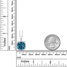Load image into Gallery viewer, Gem Stone King 10K White Gold London Blue Topaz and White Created Sapphire Pendant Necklace For Women (8.54 Cttw Cushion Cut with 18 Inch Chain)
