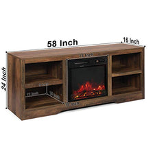 Load image into Gallery viewer, ENSTVER Media Storage TV Stand with Electric Fireplace for TVs up to 65",Living Room Television Console (Rustic Oak)

