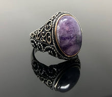Load image into Gallery viewer, KAR 925K Stamped Sterling Silver Amethyst Men's Ring I1F (12)
