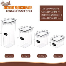 Load image into Gallery viewer, Airtight Food Storage Containers Set with Lids - 24 PCS, BPA Free Kitchen and Pantry Organization, PRAKI Plastic Leak-proof Canisters for Cereal Flour &amp; Sugar - Labels &amp; Marker, Black
