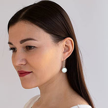 Load image into Gallery viewer, 925 Sterling Silver White Opal Dangle Earrings For Women; Vintage Style White Opal October Birthstone Jewelry for Women; Dangling White Stone Earrings
