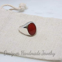Load image into Gallery viewer, Carnelian Ring, Men's Signet Ring, Men's Silver Ring, Gifts For Him, Gemstone Ring, 925 Sterling Silver Ring, Flat Oval Gemstone Ring, Wedding Mens Ring
