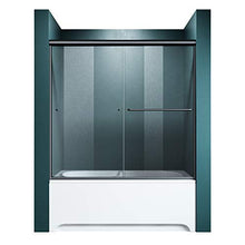 Load image into Gallery viewer, ELEGANT Bypass Tub Shower Door, Semi-Frameless Sliding Shower Door with 1/4 in. Clear Glass, 58 1/2 in. - 60 in. W x 62 in. H Tub Sliding Shower Doors, Black Hardware
