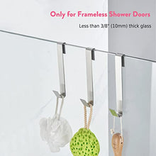 Load image into Gallery viewer, MOKIUER Extended Shower Door Hooks 6.5 Inch ,Over Shower Door Hook for Bathroom,Towel Hooks, Suit for Frameless Glass Shower Door 0.39" (10 mm) Stainless Steel Brushed, 3 Pack
