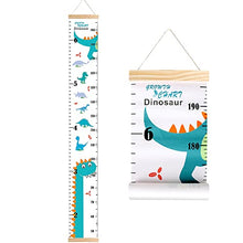 Load image into Gallery viewer, Outivity Growth Chart for Kids, Height Chart for Kids/Boys/Girls/Baby, Canvas &amp; Wooden, Removable Growth Height Chart, Wall Room Decor - Dinosaur
