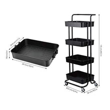 Load image into Gallery viewer, DTK 4 Tier Utility Rolling Cart with Wheels, Storage Kitchen Organizer Craft Cart with Shelves, Trolley Mobile Cart for Office, Kitchen, Bathroom (Black) Frank
