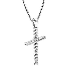 Load image into Gallery viewer, 0.30 Carat (ctw) Round White Diamond Ladies Cross Pendant 1/3 CT (Silver Chain Included), 14K White Gold
