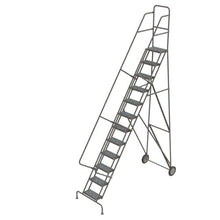 Load image into Gallery viewer, Tri-Arc KDRF112166 12-Step All-Terrain Roll and Fold Steel Industrial &amp; Warehouse Ladder with Perforated Tread
