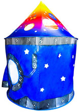 Load image into Gallery viewer, Rocket Ship Play Tent Playhouse | Unique Space and Planet Design for Indoor and Outdoor Fun, Imaginative Games &amp; Gift | Foldable Playhouse Toy + Carry Bag for Boys &amp; Girls | by Imagenius Toys
