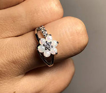 Load image into Gallery viewer, LARDROK Exquisite Round Cut White Fire Opal Stone Flower Women Opal Rings Diamond Jewelry Birthday Proposal Gift Bridal Engagement Party Band Rings Size 6-10
