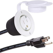 Load image into Gallery viewer, 15A Weatherproof Outdoor Power Outlet by Journeyman-Pro 15 Amp 125 Volt NEMA 5-15R Receptacle Kit with Integrated 20" Extension Cord + Waterproof Rubber Cover (GCR1-WHITE)
