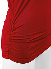 Load image into Gallery viewer, MBJ WT1036 Womens V Neck 3/4 Sleeve Dolman Top with Side Shirring S RED
