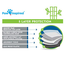 Load image into Gallery viewer, Paw Inspired Disposable Guinea Pig Cage Liners | Bamboo Charcoal Odor Controlling | Super Absorbent Liners Pee Pads for Ferrets, Rabbits, Hamsters, and Small Animals (17” x 27” (C&amp;C 2 x 1), 8 Count)

