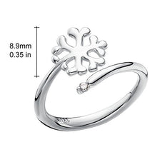 Load image into Gallery viewer, Jewever S925 Sterling Silver Snowflake Open Ring Women Inlaid Cubic Zirconia Adjustable Jewelry
