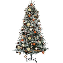 Load image into Gallery viewer, Kinder King 7.5FT Snow Flocked Artificial Christmas Tree, Premium Spruce Hinged Holiday Tree for Home, Office Decoration, 1242Tips, Ornament Balls Included, Easy to Assemble, Foldable Metal Stand
