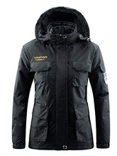 Load image into Gallery viewer, Women's Mountain Waterproof Ski Jacket Windproof Rain Snowboarding Jackets Winter Fleece Warm Snow Hooded Coat (Black, XL)
