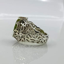 Load image into Gallery viewer, Peridot Ring, Womens Peridot Ring, Mens Designer Jewelry, 92.5 Sterling Silver, Arabic Design Ring, Peridot Ring, Gemstone Woman's Ring, August Birthstone, Healing Power Ring, Valentineday Gift Ring
