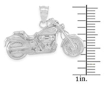 Load image into Gallery viewer, 925 Sterling Silver High Polish Biker Charm Motorcycle Pendant Necklace, 16"
