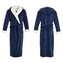 Load image into Gallery viewer, Alexander Del Rossa Men’s Robe, Big and Tall Plush Fleece Hooded Bathrobe with Two Large Front Pockets and Tie Closure, Steel Gray with Sherpa, Small-Medium
