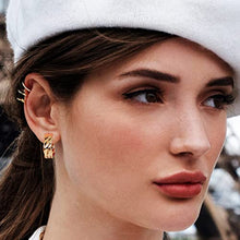Load image into Gallery viewer, MYEARS Hoop Earrings Gold Half Open 14K Gold Filled Tiny Boho Beach Simple Delicate Handmade Hypoallergenic Jewelry Gift (Symmetrical Heart)
