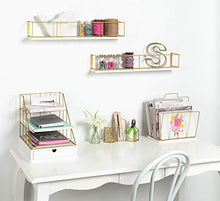 Load image into Gallery viewer, Kate and Laurel Benbrook Wood and Metal Wall Shelf Set, 2pk 24", White/Gold, 2 Count
