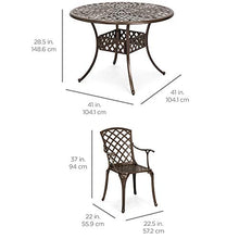 Load image into Gallery viewer, Best Choice Products 5-Piece All-Weather Outdoor Cast Aluminum Dining Set for Patio, Balcony, Lawn, Garden, Backyard w/ 4 Chairs, Umbrella Hole, Lattice Weave Design - Brown
