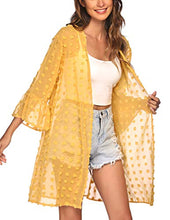 Load image into Gallery viewer, ELESOL Women's 3/4 Sleeve Kimono Cardigans Coverup Cute Swimsuit Cover Ups Yellow
