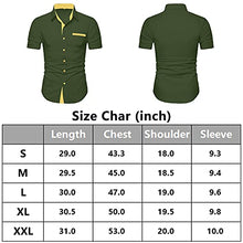 Load image into Gallery viewer, Ranberone Mens Casual Cotton Short Sleeve Dress Shirt Slim Fit Contrast Collar Button Down Shirts(Olive Green,Large)

