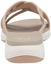 Load image into Gallery viewer, Clarks Women's Mira Isle Slide Sandal, Sand Combi Textile, 8 Wide

