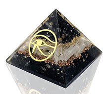 Load image into Gallery viewer, Orgone Pyramid Black Tourmaline with Copper Coil for Goodluck - Positive Energy Generator Orgonite Pyramid Reiki Healing - Spiritual Chakra Balance Selenite Crystal Pyramid - Yoga Meditation Pyramid
