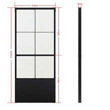 Load image into Gallery viewer, JUBEST 36in x 84in Glass Sliding Barn Door, Modern French Door, Paneled Frosted Glass Carbon Steel Frame Sliding Closet Kitchen Pocket Interior Door with 6FT Hardware Kit and Soft Close Mechanisms
