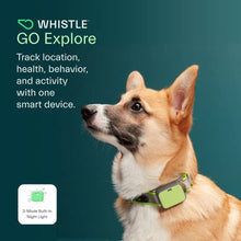 Load image into Gallery viewer, Whistle GO Explore GPS + Health + Fitness Dog Tracker Plus Health &amp; Fitness Monitor, Waterproof, Safe Place Escape Alerts, Built-in Light, Fits on Dog Collar, for Dogs 25 lbs and up Green
