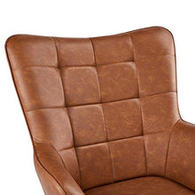 Load image into Gallery viewer, Yaheetech Faux Leather Leisure Chair Accent Chair Armchair Upholstered Biscuit Tufted Wingback Chair with Tapered Legs for Living Room Home Office Study Vanity Bedroom Brown, Set of 2
