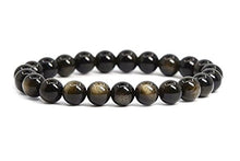 Load image into Gallery viewer, Natural Gold Sheen Obsidian Gemstone Bracelet 7.5 inch Stretchy Chakra Gems Stones Healing Crystal Energy Quartz Rocks GB8B-24
