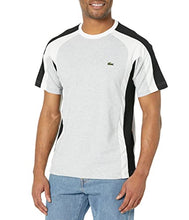 Load image into Gallery viewer, Lacoste Contemporary Collection's Men's Short Sleeve Regular Fit Colorblocked Tee Shirt, Silver Chine/Black-White, XX-Large

