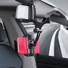Load image into Gallery viewer, Car Rear View Mirror Phone Mount, Universal 360° Rotation Expandable Car Phone Holder Cradle for Most Mobile Phone Devices iPhone 13/13 Pro/12/11/XS/XR/8 Plus, Samsung Galaxy, GPS Google Map
