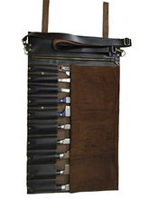 Load image into Gallery viewer, Professional Chef Bag Lightweight Genuine Premium Dark Brown Leather 10 Pockets Knife Bag/Chef Knife Roll with Buckles
