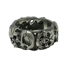 Load image into Gallery viewer, Silver 925 Custom Made Scull Band Masonic Memento mori Mens Biker Ring
