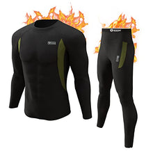 Load image into Gallery viewer, Thermal Underwear for Men, CL convallaria Long Johns Winter Hunting Gear Sport Base Layer Top and Bottom Set Midweight Black L
