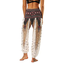 Load image into Gallery viewer, Lu's Chic Women's Boho Pants Harem Smocked Waist Yoga Hippie Palazzo Summer Beach Pants Pattern1 One Size

