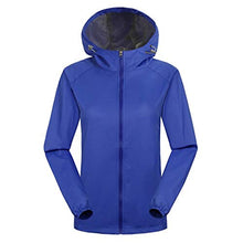 Load image into Gallery viewer, Women Hoodie Rain Jacket,Memela Womens Windproof Hooded Raincoat Plus Size Windbreaker Autumn Outdoor Waterproof Zipper Coat Blue
