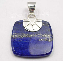 Load image into Gallery viewer, SilverStarJewel Lapis Flat Pendant 1.4" 5.3 Grams Solid Silver Ladies Gift Christmas Jewelry Sales
