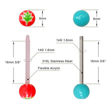Load image into Gallery viewer, CrazyPiercing Wholesale 14g Tongue Rings Barbells Assorted Colors 110 PCS Acrylic Ball
